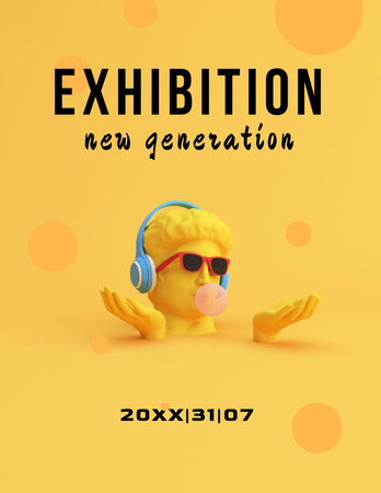 Ontwerpsjabloon van Flyer 8.5x11in van Captivating Exhibition Announcement with Head Sculpture