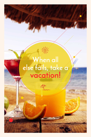 Summer cocktail on tropical vacation Pinterest Design Template