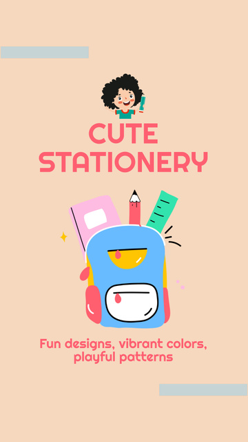 Offer of Cute Stationery in Shop Instagram Video Story Design Template