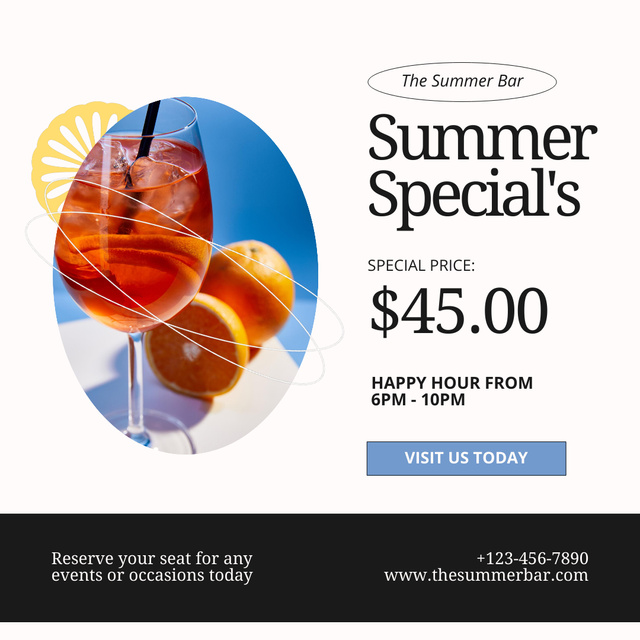 Plantilla de diseño de Summer Special Drinks Animated Post 