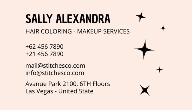 Illustration of Happy Woman in Beauty Salon Business Card USデザインテンプレート