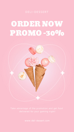 Yummy Ice Cream Offer in Waffle Cones Instagram Story Design Template