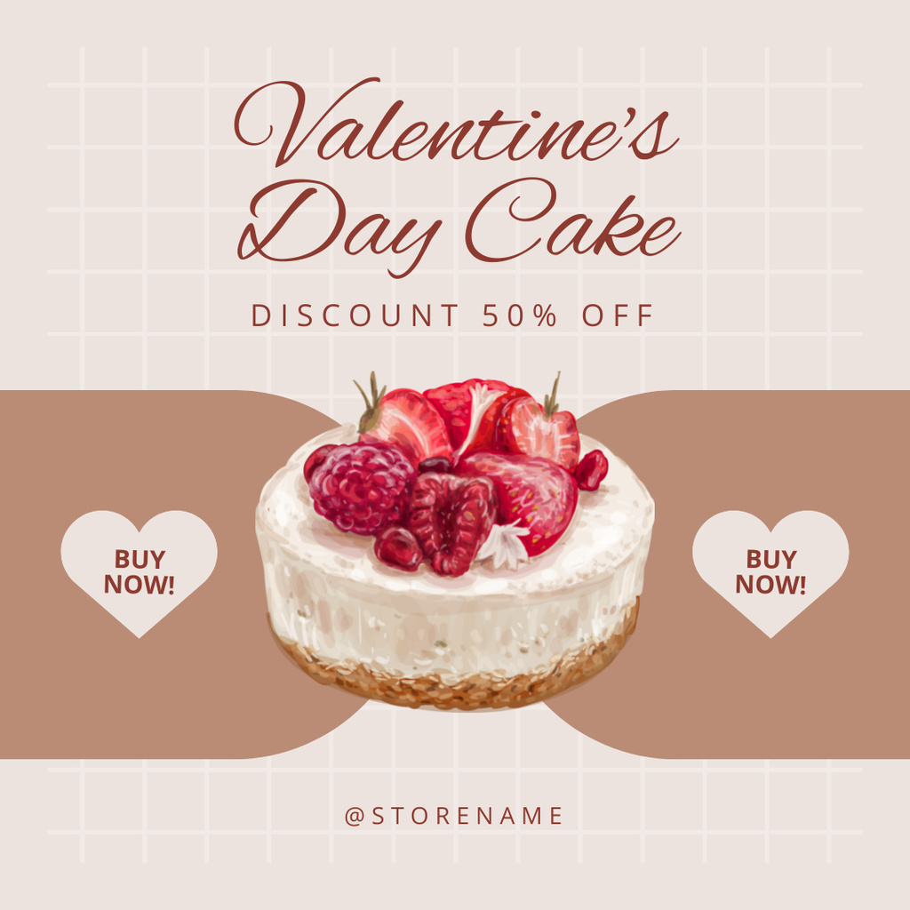 Ontwerpsjabloon van Instagram AD van Valentine's Day Cake Sale