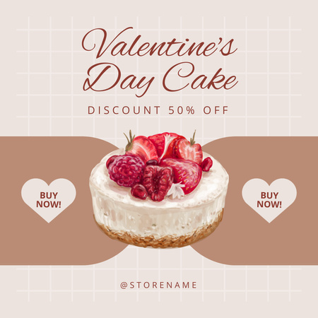 Valentine's Day Cake Sale Instagram AD Design Template