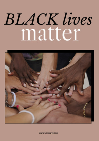 Platilla de diseño Inspirational Phrase with Hands of Diverse People Poster