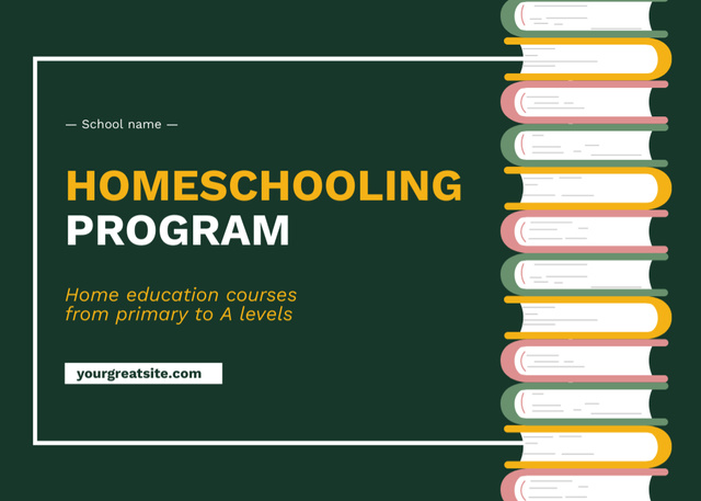 Plantilla de diseño de Home Education Ad with Books Flyer 5x7in Horizontal 