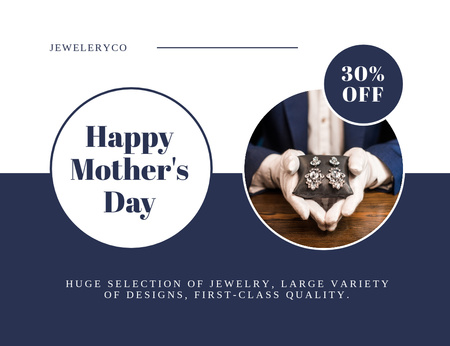 Offer of Beautiful Earrings on Mother's Day Thank You Card 5.5x4in Horizontal Design Template