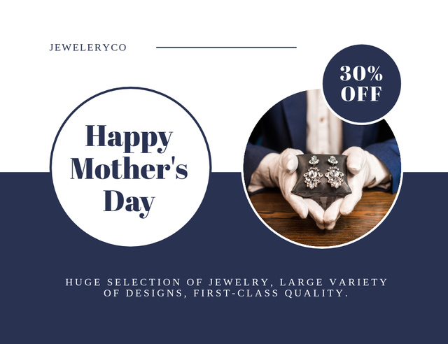 Offer of Beautiful Earrings on Mother's Day Thank You Card 5.5x4in Horizontal Modelo de Design