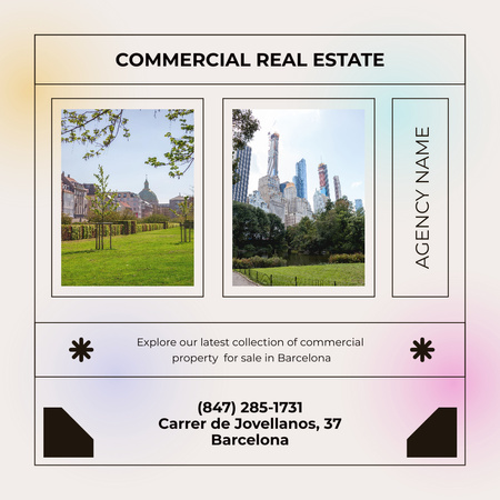 Plantilla de diseño de Alquile la mejor propiedad comercial en Barcelona Instagram AD 
