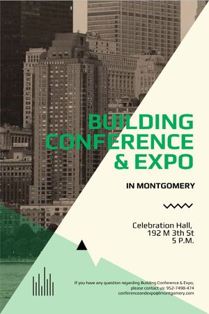 Building conference invitation on Skyscrapers in city Tumblr Design Template