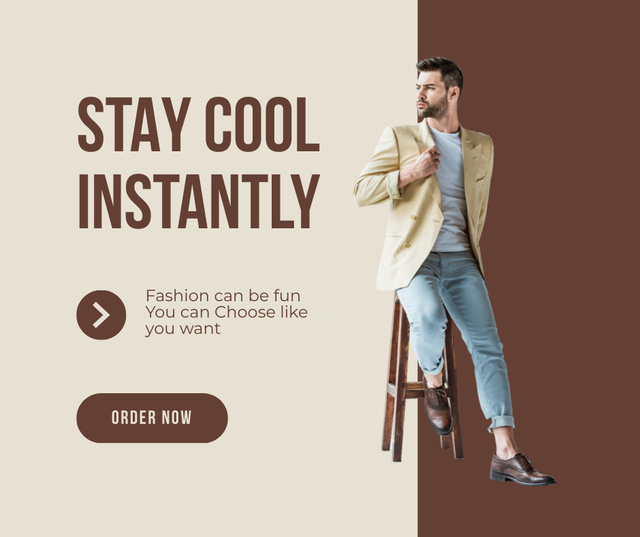 Fashion Ad with Stylish Guy Facebook Design Template