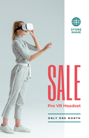 Gadgets Sale Woman Using VR Glasses Flyer 5.5x8.5in Design Template