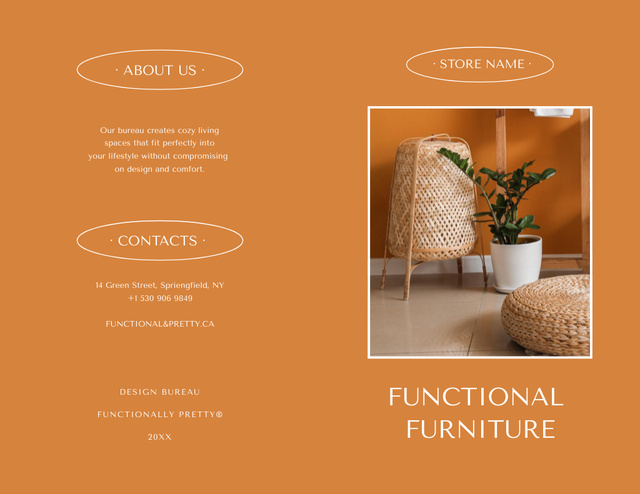 Stylish Home Interior Offer with Functional Furniture Brochure 8.5x11in Bi-fold Design Template