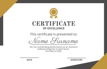 Plantilla de diseño de premio al logro de negocios en blanco y negro Certificate 5.5x8.5in 