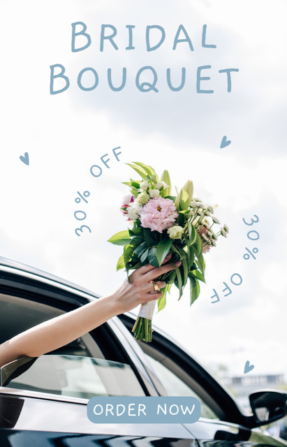 Bride Showing Wedding Bouquet From Car Window IGTV Cover Design Template