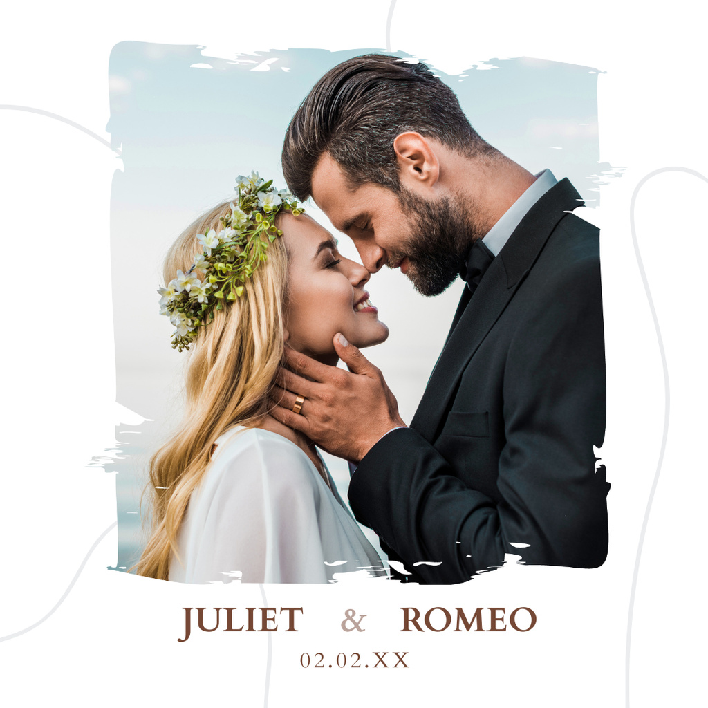 Wedding Invitation with Lovely Young Couple Instagram Modelo de Design
