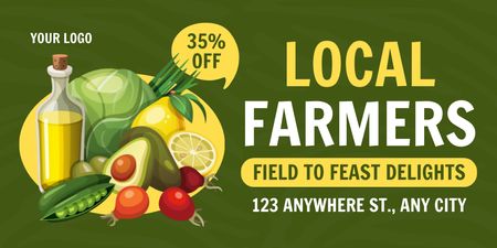 Discount on Local Farm Organic Goods on Green Twitter Design Template