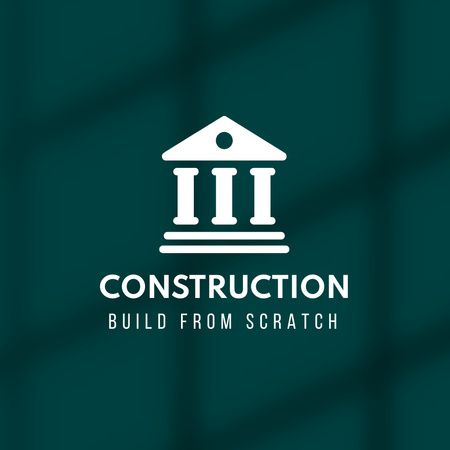 Image of Building Company Emblem with Illustration Logo Design Template