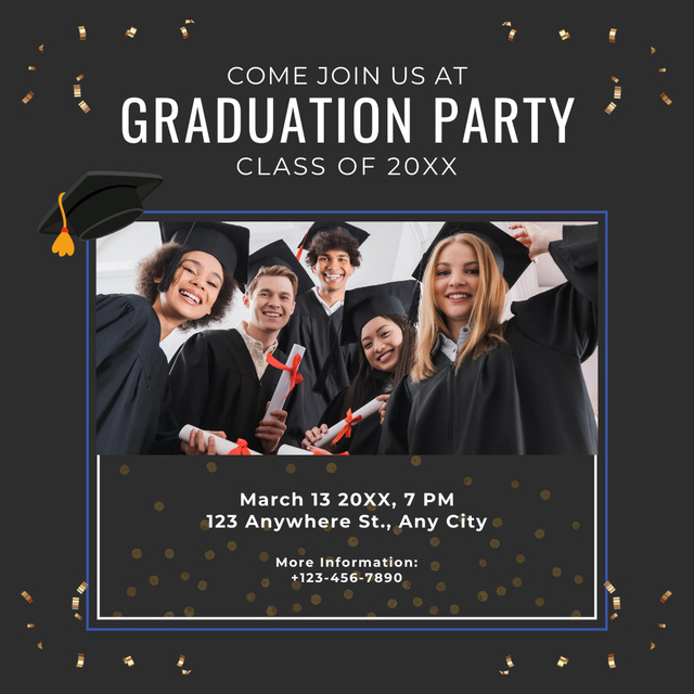 Ontwerpsjabloon van Instagram van Join Us at Graduation Party