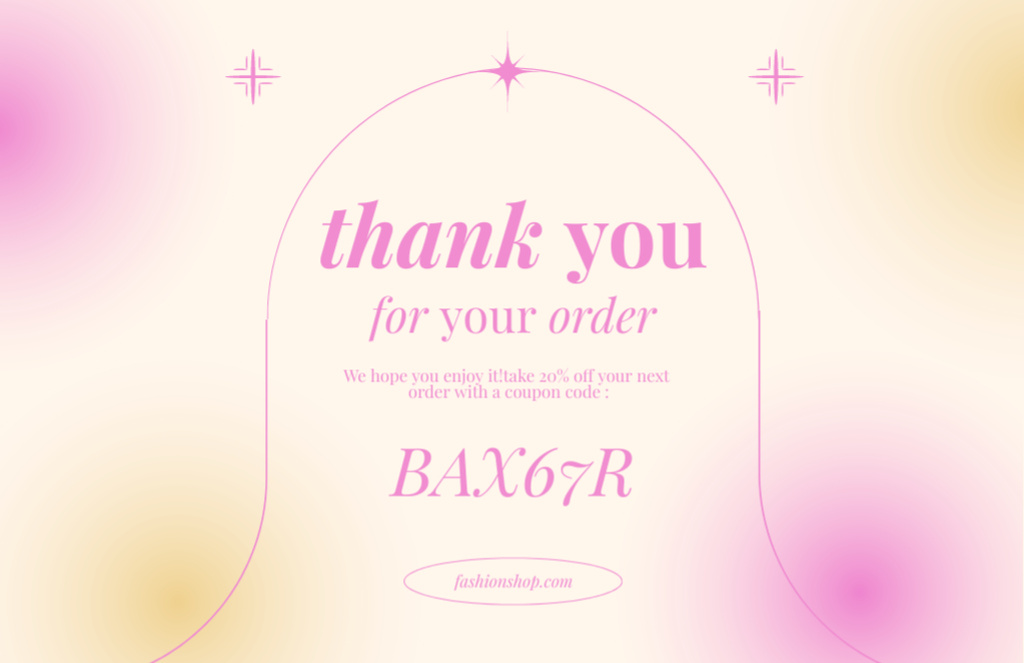 Designvorlage Cute Thankful Phrase in Pink Gradient für Thank You Card 5.5x8.5in