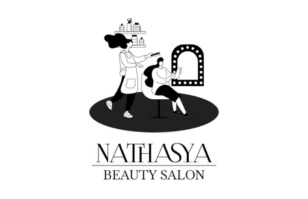 Szablon projektu Salon piękności Rabat oferta czarno-biały Business Card 85x55mm