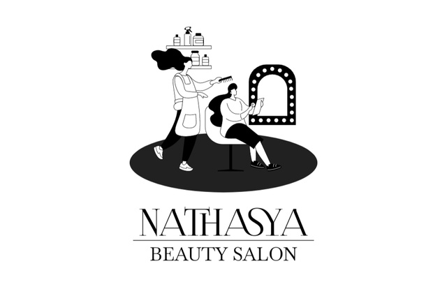Beauty Salon Discount Offer Black and White Business Card 85x55mm Modelo de Design