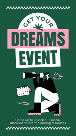 Platilla de diseño Dream Events with Man and Spyglass Instagram Story