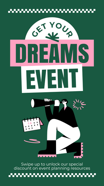 Dream Events with Man and Spyglass Instagram Story Modelo de Design
