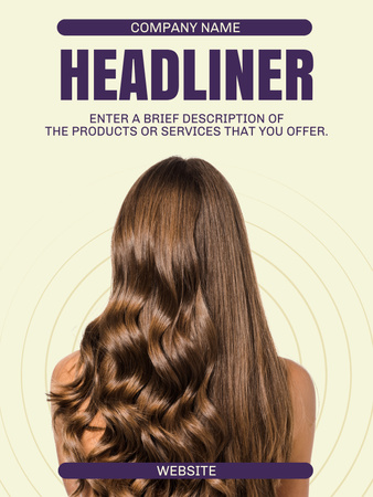 Modèle de visuel Services de salon de beauté pour les femmes aux cheveux longs - Poster US