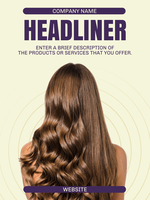 Beauty Salon Services for Long Haired Women Poster US Tasarım Şablonu