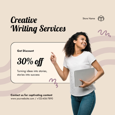 Captivating Content Writing Services With Discounts For Clients Instagram Design Template