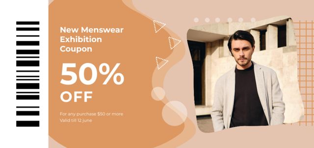Designvorlage Discount on Stylish Menswear on Beige für Coupon Din Large