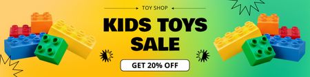 Block Toy SaleShop with Child Color Twitter Design Template