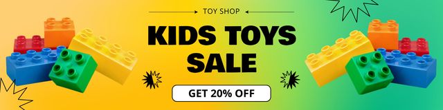 Block Toy SaleShop with Child Color Twitter Tasarım Şablonu