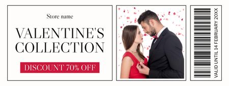 Valentine's Day Collection Discount with Couple of Lovers Coupon Design Template