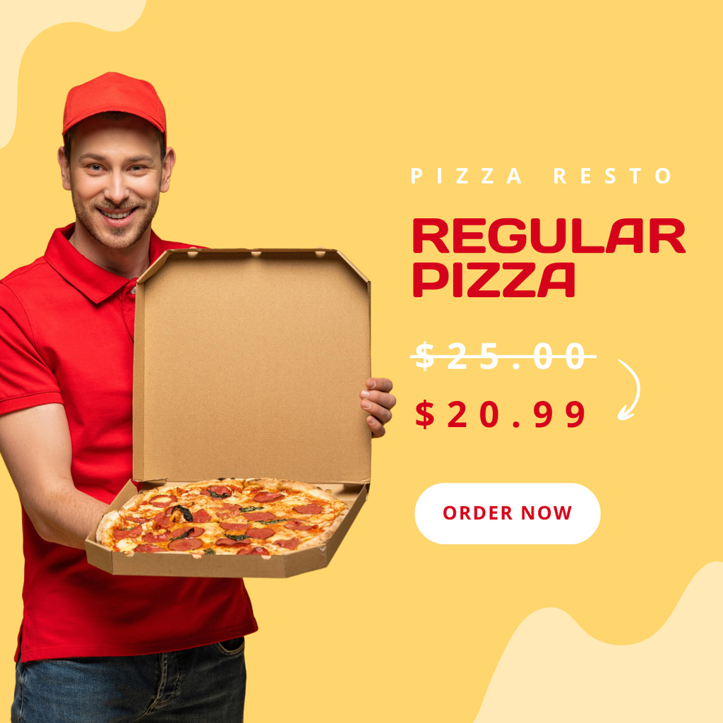Pizza Discount Announcement Instagram Tasarım Şablonu
