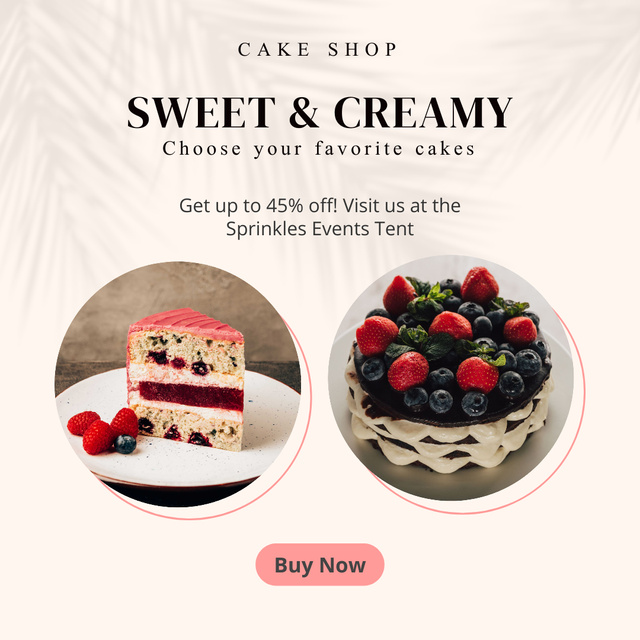 Cake Shop Promotion with Delicious Pastry Instagram Design Template