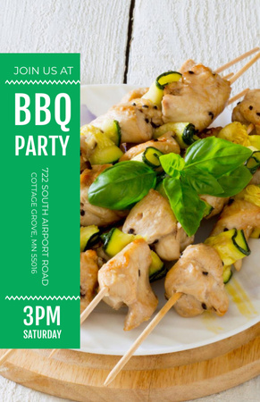 Barbecue Party Invitation with Grilled Chicken on Skewers Flyer 5.5x8.5in Design Template