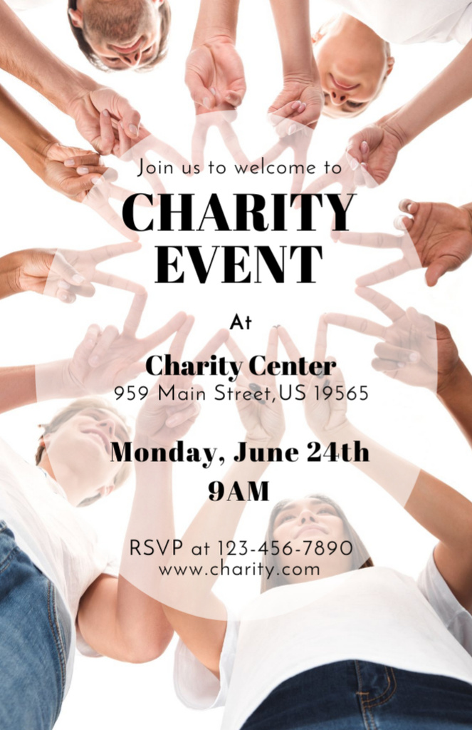 Helping Hands at Charity Event Invitation 5.5x8.5in Design Template