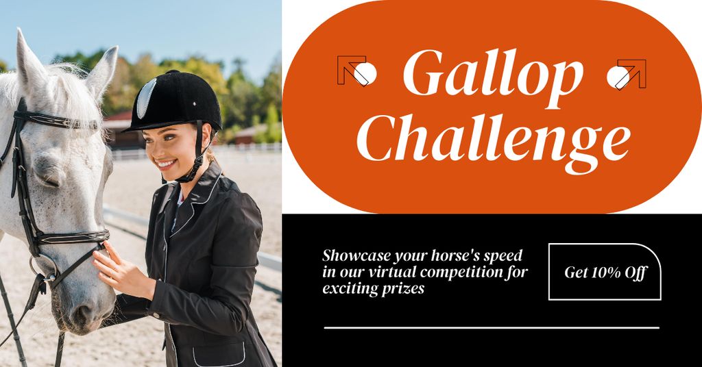 Designvorlage Discount on Participation in Exciting Gallop Challenge für Facebook AD