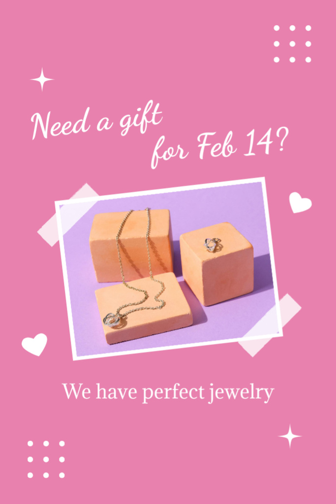 Gorgeous Jewelry Set For Valentine's Day Postcard 4x6in Vertical Design Template
