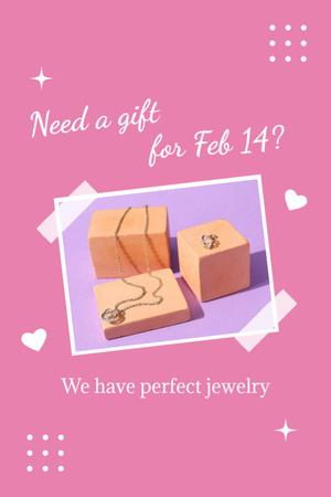 Beautiful Jewelry For Valentine`s Day Postcard 4x6in Vertical Design Template