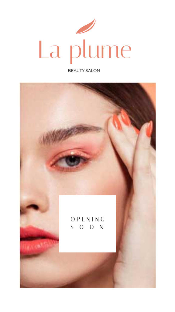 Beauty Salon Ad with Woman with Bright Makeup Instagram Story tervezősablon