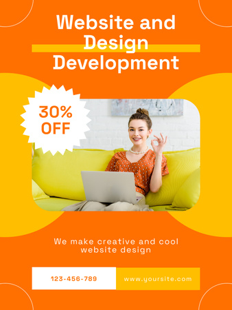 Plantilla de diseño de Descuento en el curso de desarrollo de sitios web y diseño Poster US 