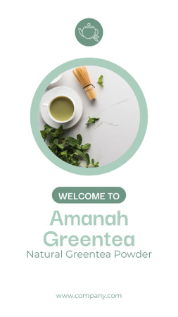Platilla de diseño Natural Green Tea Powder With Ingredients Promotion Mobile Presentation