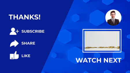 Offer to Watch Vlog of Young Businessman on Blue YouTube outro Design Template