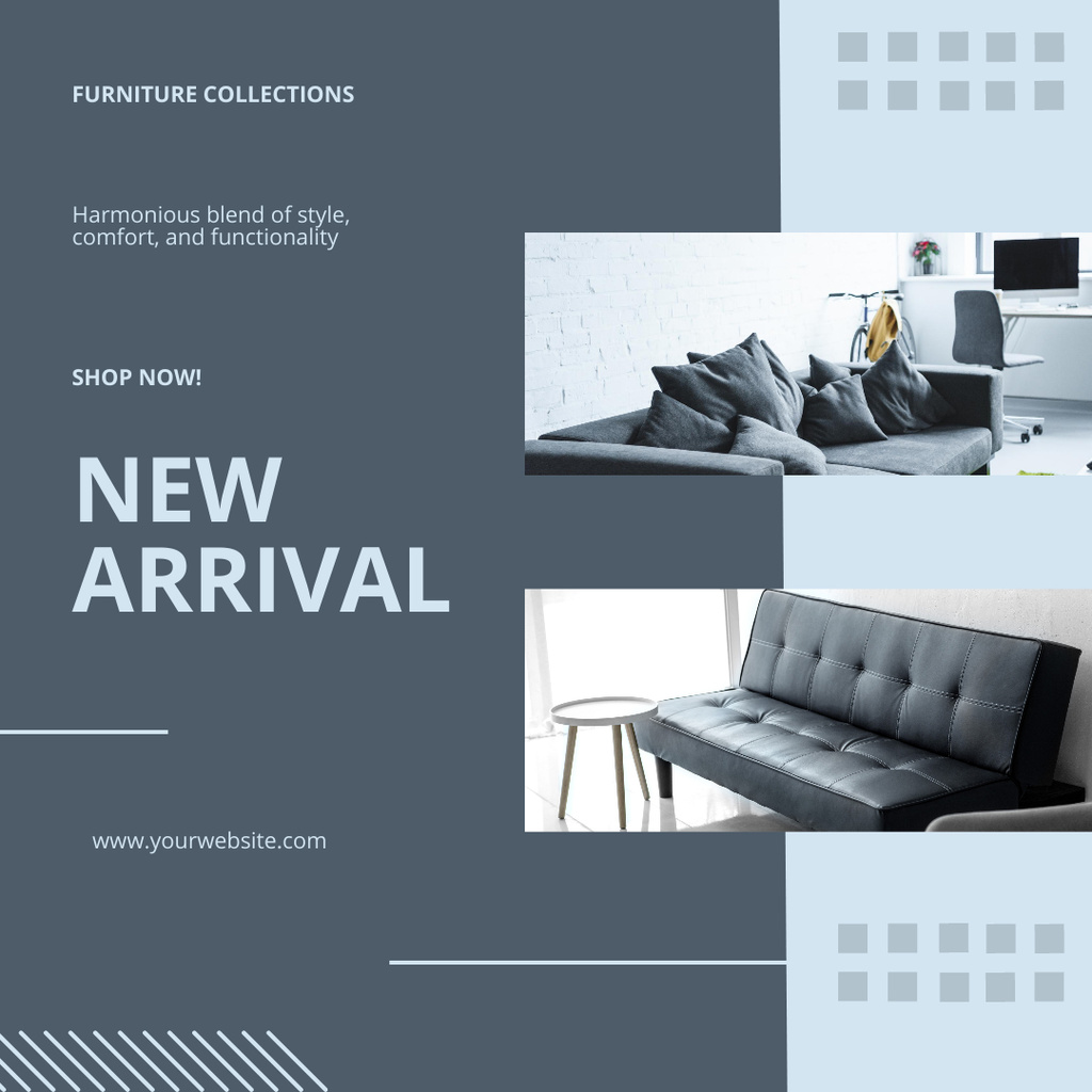 New Sofa From Furniture Collection Offer In Blue Instagram Šablona návrhu