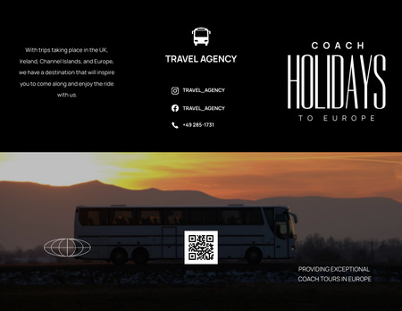 Anúncio de passeios de férias de ônibus Brochure 8.5x11in Modelo de Design