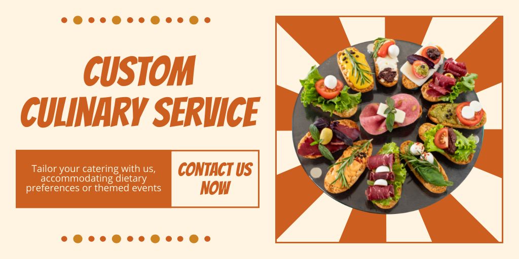 Designvorlage Custom Culinary Service with Fresh Products für Twitter
