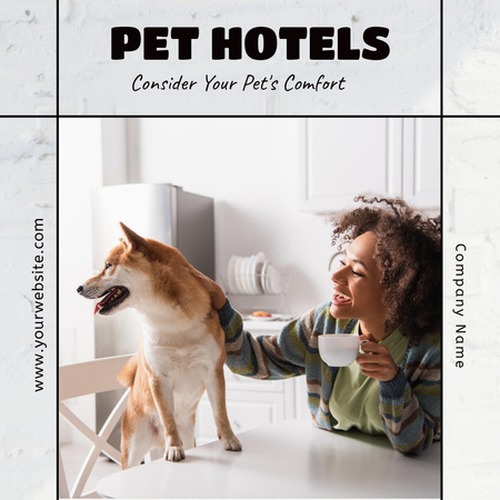 Ontwerpsjabloon van Instagram van Woman with Dog for Pet Hotel Ad